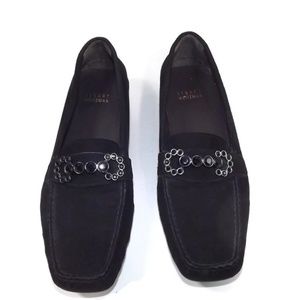 STUART WEITZMAN  Black Plush Suede Loafers  8.5 N